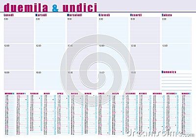Planning Calendar 2011 on Vector Illustration  2011 Big Planning Calendar In Italian  Image