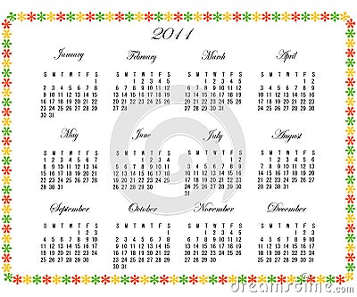 2011 calendar colorful