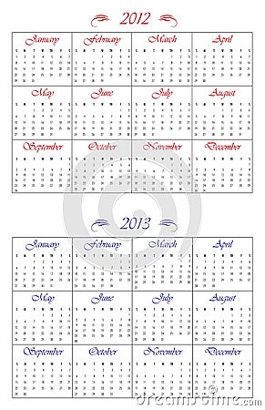Calendars  2012  2013 on Vector Illustration  2012 And 2013 Calendars  Image  18995717