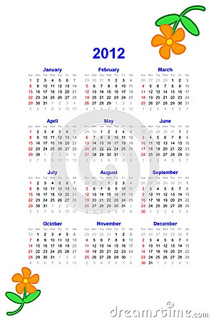 2012 calendar. 2012 CALENDAR