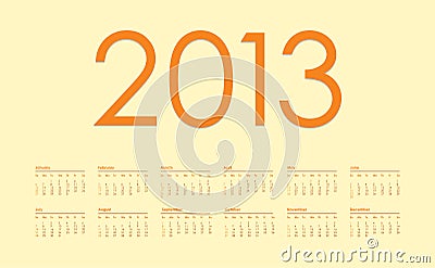 Year Calendar  2013 on Vector Illustration  2013 Year Calendar  Image  26789128