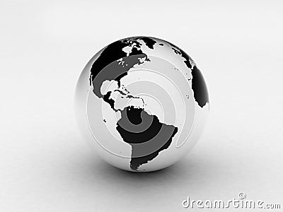 Stock Photo: 3d lack and white earth globe