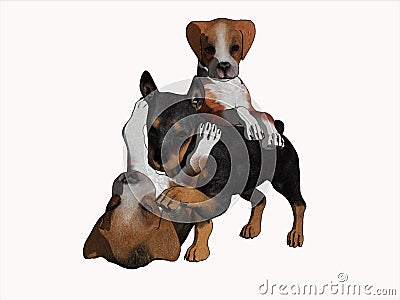 dogs and puppies cartoon. 3D CARTOON RENDER PUPPY PILE
