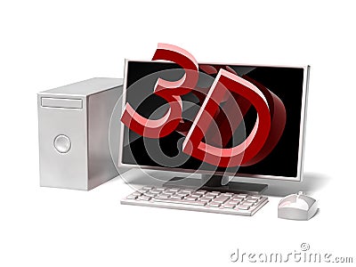 desktop computer icon. 3D DESKTOP COMPUTER ICON ON