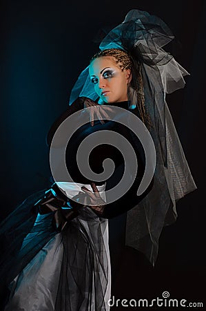 Theater Makeup on Girl With An Unusual Theatrical Makeup Stock Image   Image  12423861