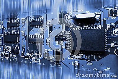 Processor Architecture on Abstract Blue Electronic Circuit Board Stock Photos   Image  16644423