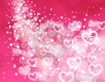 Sweet Wallpaper Backgrounds on Abstract Pink Background   Glowing Hearts Stock Photo   Image