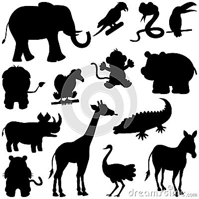silhouettes of animals. AFRICAN ANIMALS SILHOUETTES