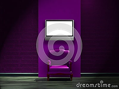 Purple Chair on Home   Stock Photos  Alone Purple Chair With Lcd Tv On The Wall