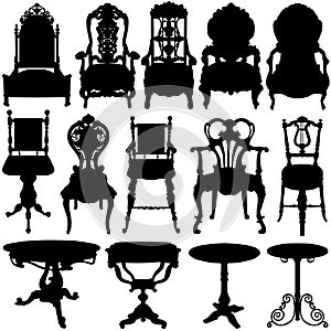 Antique Chair Silhouette Clip Art
