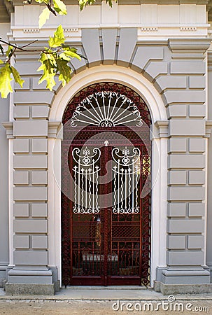 Architectural door detail of thermal Pedras Salgadas, Portugal