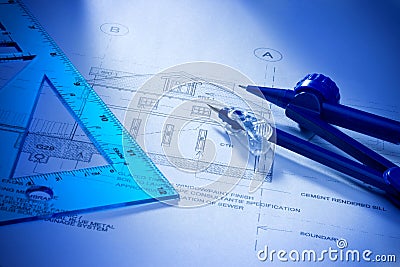 Architectural Drafting  Design on Architectural House Building Plans Stock Images   Image  8876664