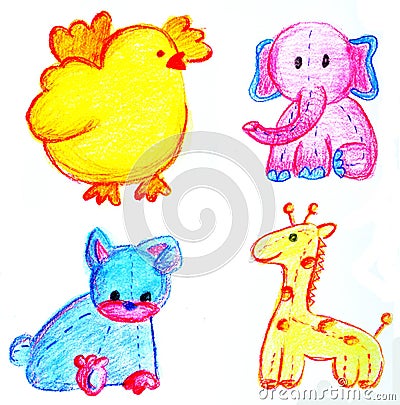 baby animals pictures to color. A hand drawn cute aby animals