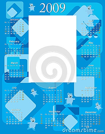 Calendar 2009 on Vector Illustration  Baby Boy Calendar 2009  Image  6603981