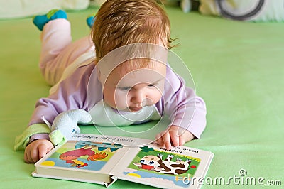 Baby Picture Book on Home   Royalty Free Stock Photo  Baby Girl Reading Book