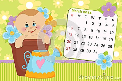Online Monthly Calendar 2011 on Vector Illustration  Baby S Monthly Calendar For 2011  Image  15257924