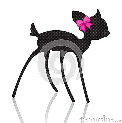 BAMBI SILHOUETTE WITH PINK BOW RIBBON (click image to zoom)