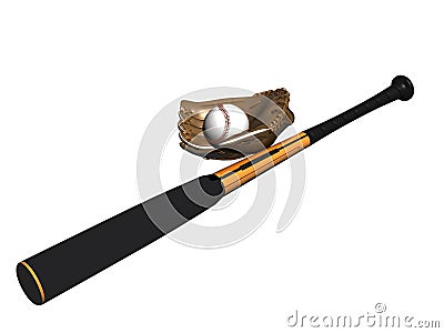 baseball glove and bat. BASEBALL BAT BALL AND GLOVE