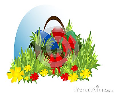 easter eggs in a basket coloring. BASKET WITH EASTER EGGS,