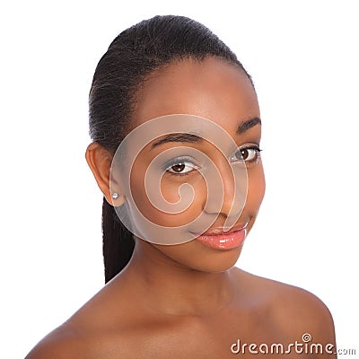 African American Makeup on Beautiful African American Woman Smiling Headshot Stock Image   Image