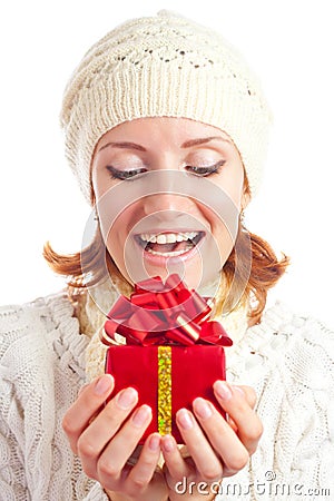Gifts Women Beauty on Stock Images  Beautiful Smiling Woman With Gift  Image  16784094