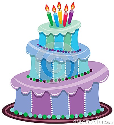 Sugar Free Birthday Cake on Vector Illustration Of Big Birthday Cake With Burning Candles