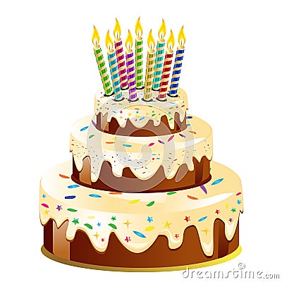 Birthday Cake  Candles on Vector Illustration  Birthday Cake And Candle  Image  13713737