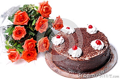 Flower Birthday Cake on Birthday Cake And Flowers Stock Image   Image  10979431
