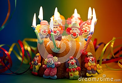 Sugar Free Birthday Cake on Birthday Cake With Sugar Clown Decoration Royalty Free Stock Photo
