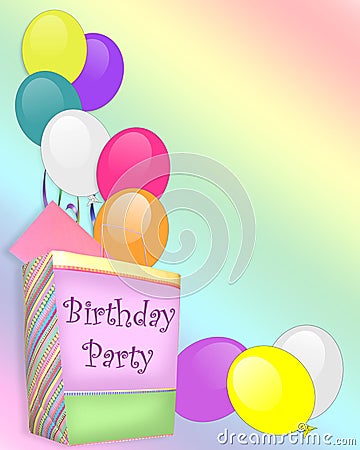 birthday party balloons. BIRTHDAY PARTY INVITATION