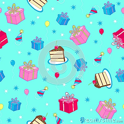 BIRTHDAY PARTY SEAMLESS REPEAT PATTERN VECTOR (click image to zoom)