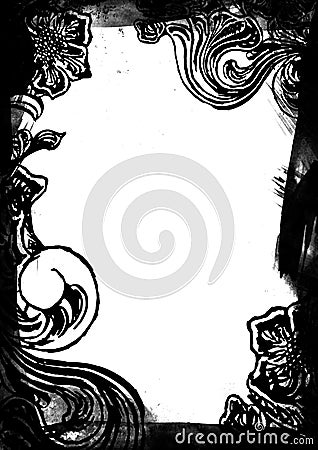 BLACK AND WHITE FLORAL BORDER (click image to zoom)
