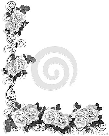 Black and White roses Border design 