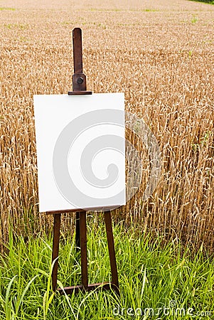 Easel With Canvas. BLANK CANVAS ON AN EASEL