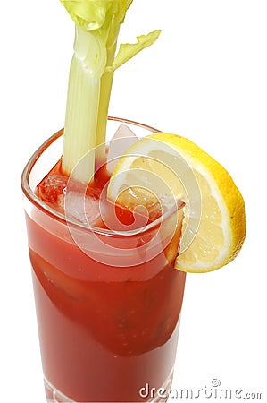 Bloody Mary With Lemon Isolated