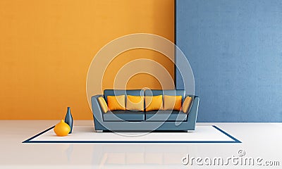 Orange  Blue Room on Home   Royalty Free Stock Image  Blue And Orange Living Room