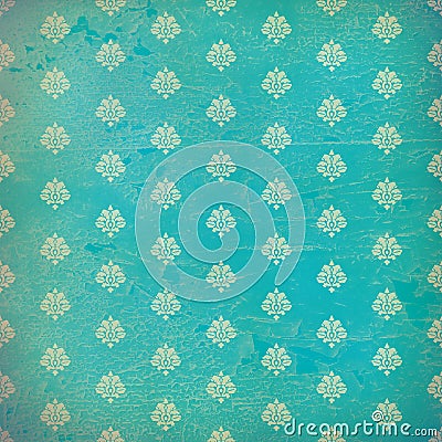 Damask Wallpaper on Weathered Trendy Blue Green Damask Wallpaper With Spots