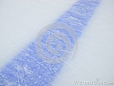 hockey ice texture. Blue line on ice hockey rink