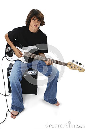 Black And White Guitar Images. BOY WITH BLACK AND WHITE BASS