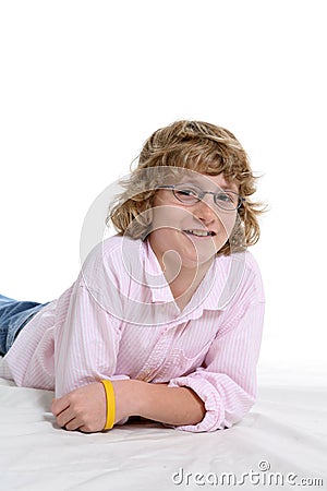 BOY WITH LONG BLONDE HAIR AND A PINK SHIRT (click image to zoom)