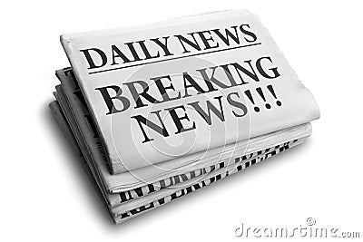 Breaking News on Daily News Newspaper Headline Reading Breaking News