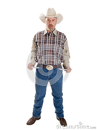 Royalty Free Stock Photo: Broke cowboy with pockets turned out
