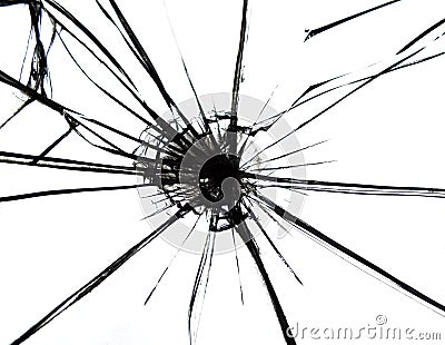 broken glass. Broken glass with black cracks