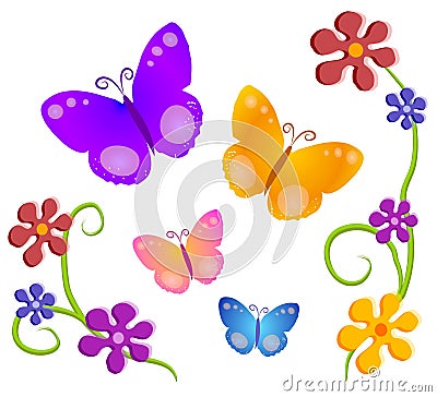 clip art butterflies. BUTTERFLIES FLOWERS CLIP ART 1