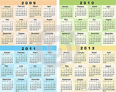 2011 Calendars on Vector Illustration  Calendar 2009  2010  2011  2012  Image  6473457