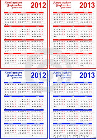 Calendars 2012  2013 on Vector Illustration  Calendar 2012  2013  Image  21713057