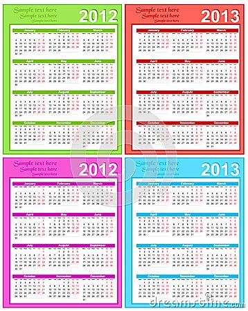 Calendars  2012  2013 on Vector Illustration  Calendar 2012  2013  Image  21713066