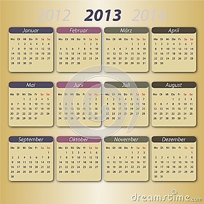 2013 Monthly Calendar Template on Calendar 2013  Deutsch