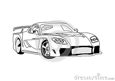 Sports Cars on Sport Car Line Art Illustration