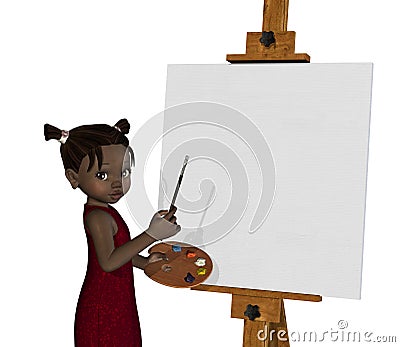 African Girls on Home   Royalty Free Stock Photos  Cartoon African Girl Painting